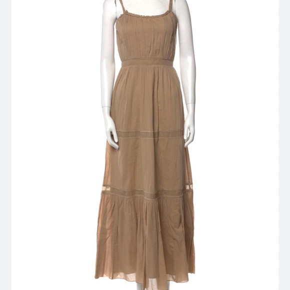 Alberta Ferretti y2k 90s tan tier spaghetti strap maxi dress 4 - Picture 1 of 12